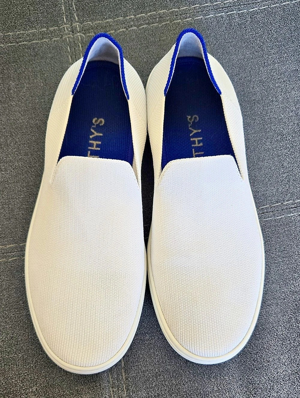 Rothy's The Original Slip On Sneaker Color Block in White & Blue
